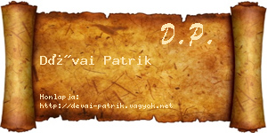 Dévai Patrik névjegykártya